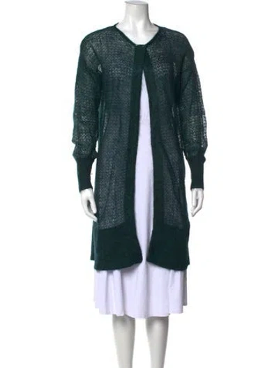 Pre-owned Class Roberto Cavalli Patterned Open Front Sweater In Green