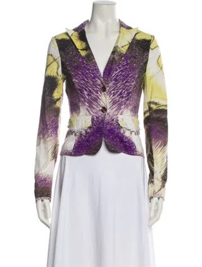 Pre-owned Class Roberto Cavalli Printed Blazer In Purple