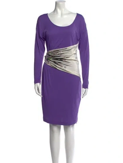 Pre-owned Class Roberto Cavalli Printed Knee-length Dress In Purple