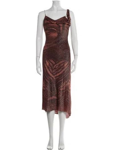 Pre-owned Class Roberto Cavalli Printed Long Dress In Red