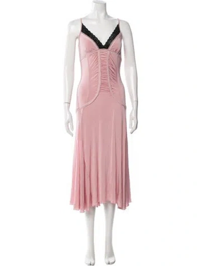 Pre-owned Class Roberto Cavalli Printed Midi Length Dress In Pink