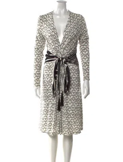 Pre-owned Class Roberto Cavalli Printed Midi Length Dress In White