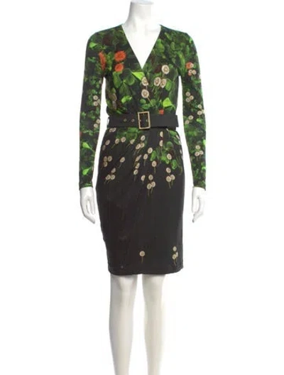 Pre-owned Class Roberto Cavalli Printed Mini Dress In Green