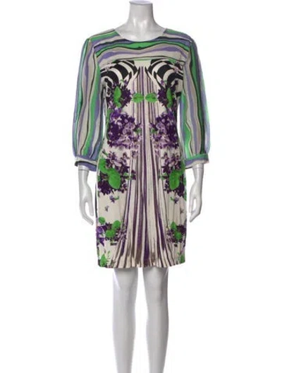 Pre-owned Class Roberto Cavalli Printed Mini Dress In White