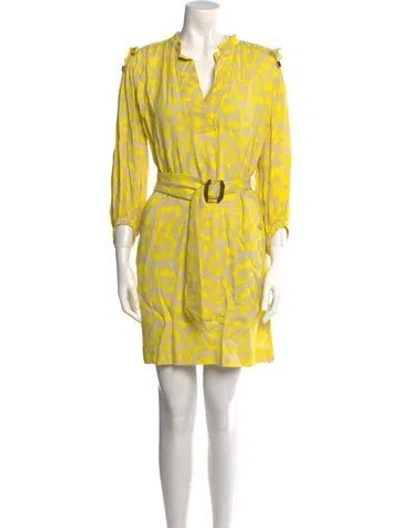 Pre-owned Class Roberto Cavalli Printed Mini Dress In Yellow