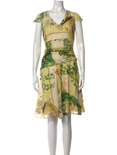 Pre-owned Class Roberto Cavalli Silk Knee-length Dress In Neutrals