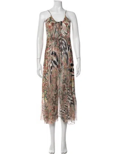 Pre-owned Class Roberto Cavalli Silk Long Dress In White