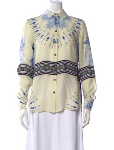 Pre-owned Class Roberto Cavalli Silk Printed Button-up Top In Neutrals