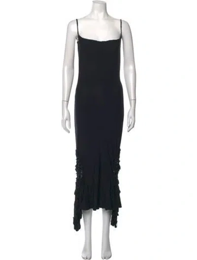 Pre-owned Class Roberto Cavalli Square Neckline Long Dress In Black