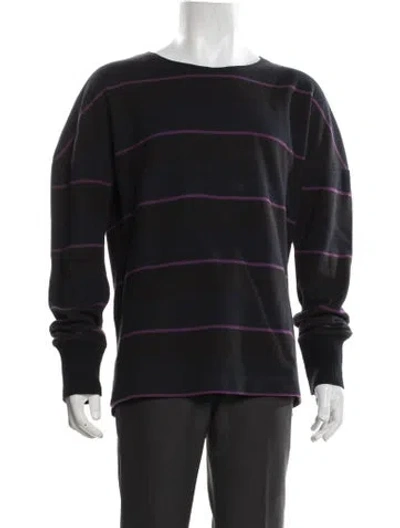 Pre-owned Class Roberto Cavalli Striped Crew Neck Pullover In Black