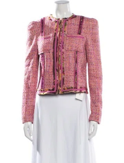 Pre-owned Class Roberto Cavalli Tweed Pattern Jacket In Pink