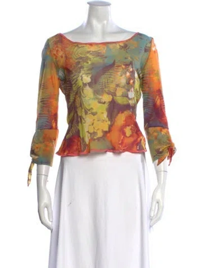 Pre-owned Class Roberto Cavalli Vintage 2000's Top In Green/orange