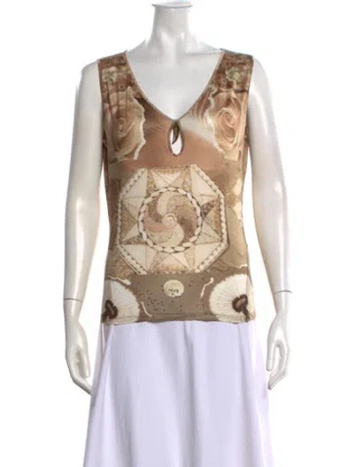 Pre-owned Class Roberto Cavalli Vintage 2000's Top In Neutrals