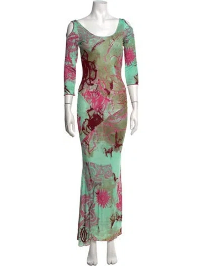 Pre-owned Class Roberto Cavalli Vintage Long Dress In Green