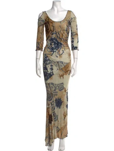 Pre-owned Class Roberto Cavalli Vintage Long Dress In Neutrals