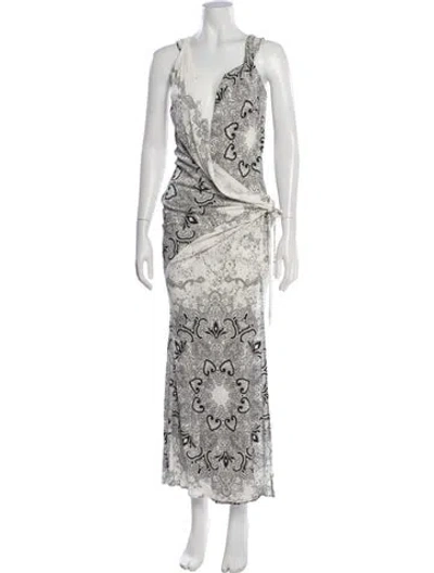 Pre-owned Class Roberto Cavalli Vintage Long Dress In White