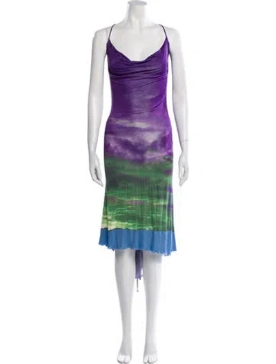 Pre-owned Class Roberto Cavalli Vintage Midi Length Dress In Purple