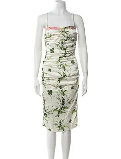 Pre-owned Class Roberto Cavalli Vintage Midi Length Dress W/ Tags In Green/white
