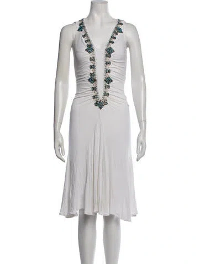 Pre-owned Class Roberto Cavalli Vintage Midi Length Dress In White