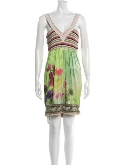 Pre-owned Class Roberto Cavalli Vintage Mini Dress In Green/pink
