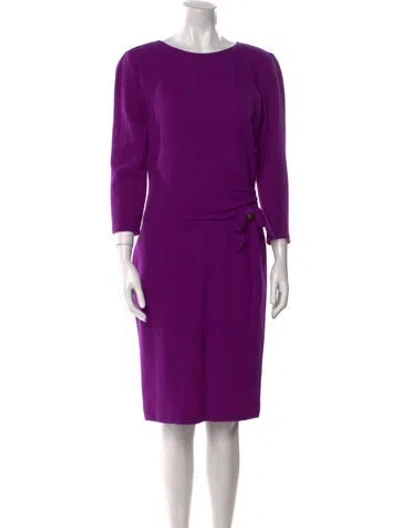 Pre-owned Class Roberto Cavalli Virgin Wool Knee-length Dress In Purple