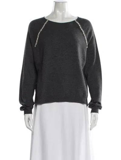 Pre-owned Class Roberto Cavalli Virgin Wool Scoop Neck Sweater In Gray