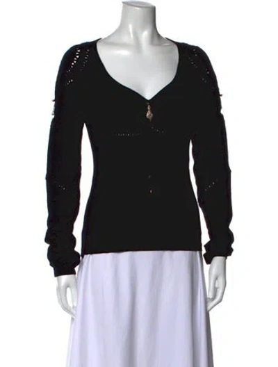 Pre-owned Class Roberto Cavalli Virgin Wool V-neck Sweater In Black