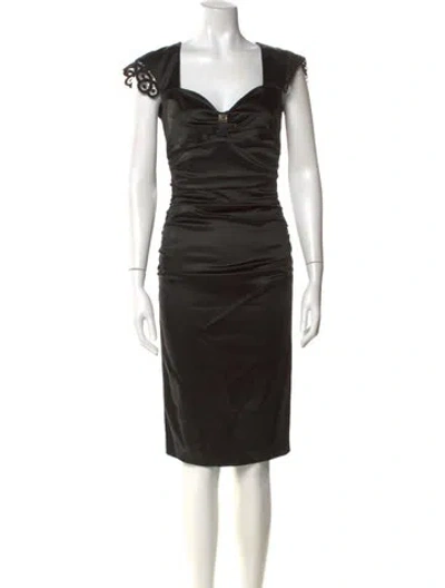 Pre-owned Class Roberto Cavalli V-neck Knee-length Dress In Black