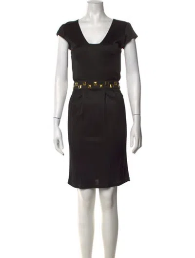 Pre-owned Class Roberto Cavalli V-neck Knee-length Dress In Black