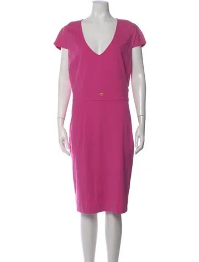 Pre-owned Class Roberto Cavalli V-neck Knee-length Dress W/ Tags In Pink