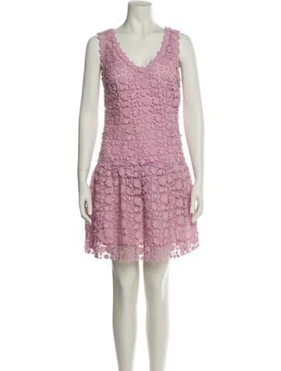 Pre-owned Class Roberto Cavalli V-neck Mini Dress In Purple