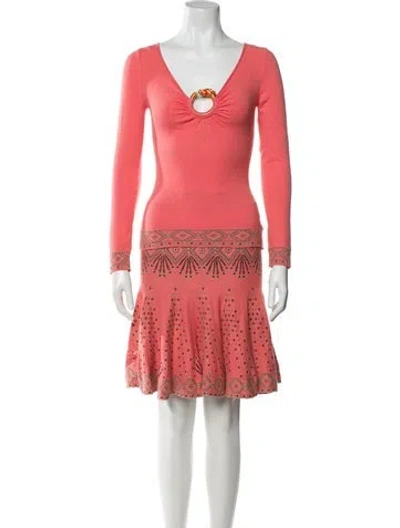 Pre-owned Class Roberto Cavalli Wool Graphic Print Skirt Set In Pink