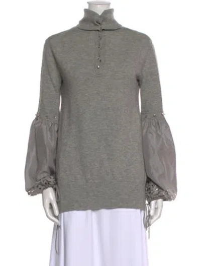 Pre-owned Class Roberto Cavalli Wool Mock Neck Sweater In Gray