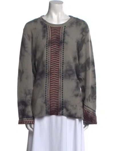 Pre-owned Class Roberto Cavalli Wool Tie-dye Print Sweater In Gray