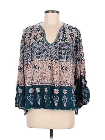 Pre-owned Classic 3/4 Sleeve Blouse In Teal