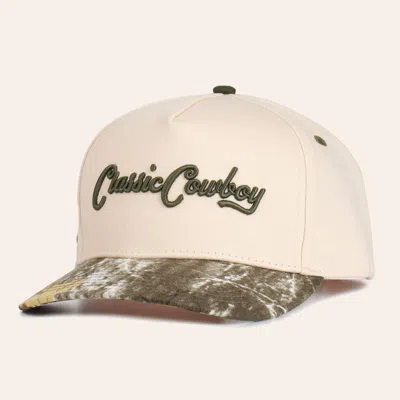 Classic Cowboy Cream And Camo Rancher Brand Embroidered Snapback Cap In Gray