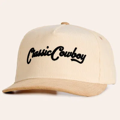 Classic Cowboy The Cattleman Tan & Cream Embroidered Curved Bill Corduroy Cap In Gray
