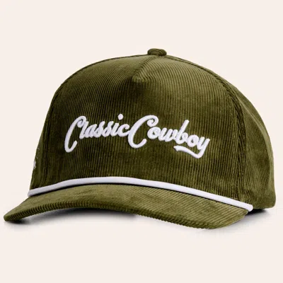 Classic Cowboy The Fern Green Embroidered Corduroy Flat Bill Cap In Gray