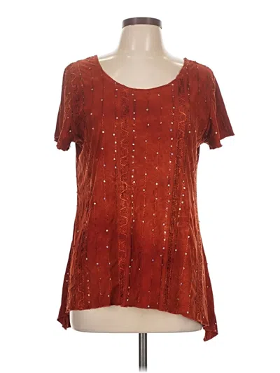Pre-owned Classic Elements Short Sleeve Blouse In Burgundy
