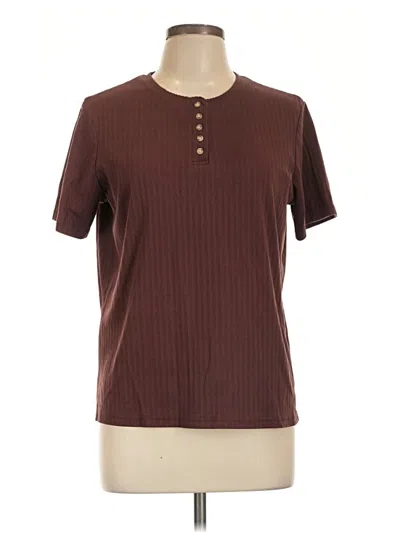 Pre-owned Classic Elements Short Sleeve Henley Shirt In Brown