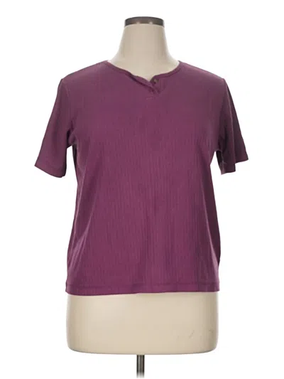 Pre-owned Classic Elements Short Sleeve Henley Shirt In Purple