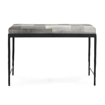 Classic Home Achen Genuine Hide Bench In Gray
