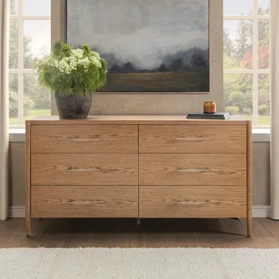 Classic Home Alisen Oak Wood 6-drawer Dressser In Brown