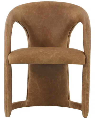 Classic Home Archie Leather Upholstered Dining Chair In Brown