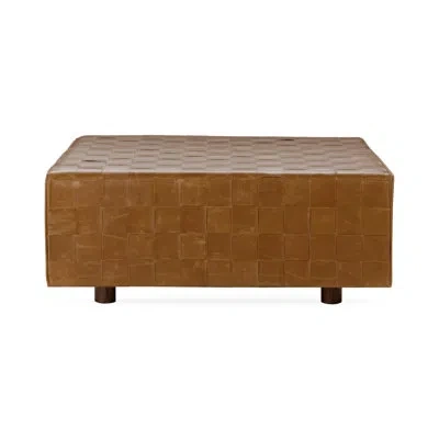 Classic Home Aristo Leather Square Cocktail Ottoman In Autum Maple