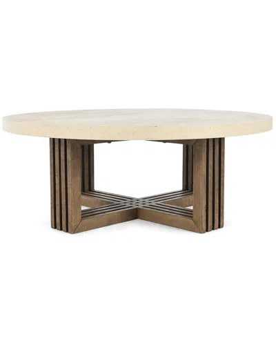 Classic Home Aspen 47in Round Wood Coffee Table In White