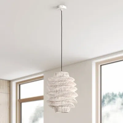Classic Home Barlow 1-light Rattan Woven Pendant By  In White