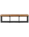 Classic Home Calvin Leather & Tube Iron Narrow Bench In Brown