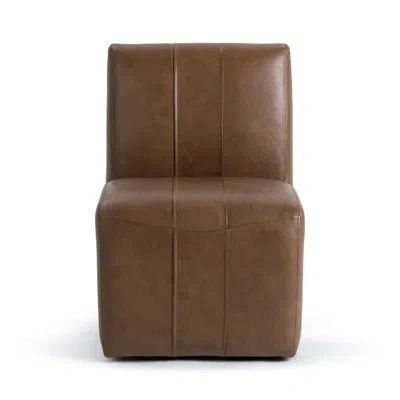 Classic Home Carsen Top Grain Leather Dining Chair In Brown