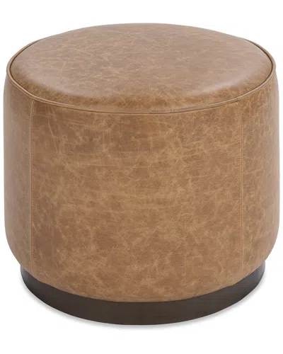 Classic Home Clair Top Grain Leather Ottoman In Brown